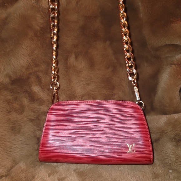 Louis Vuitton Epi Dauphine Jaune Red Clutch Toiletry Crossbody Bag Authentic - Picture 16 of 16